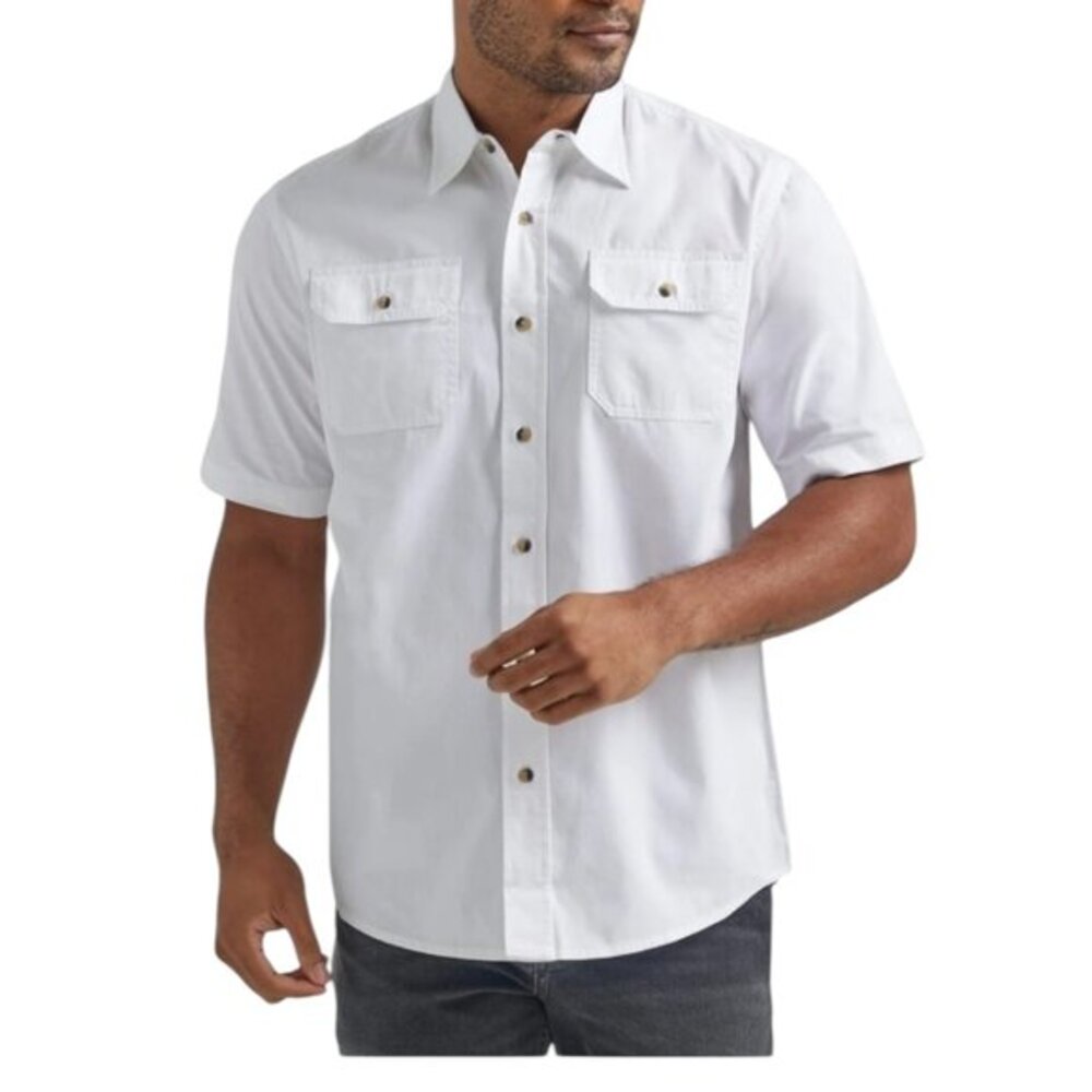 Wrangler Authentic Cotton White Button Up Western Shirt Mens Sz 3XL